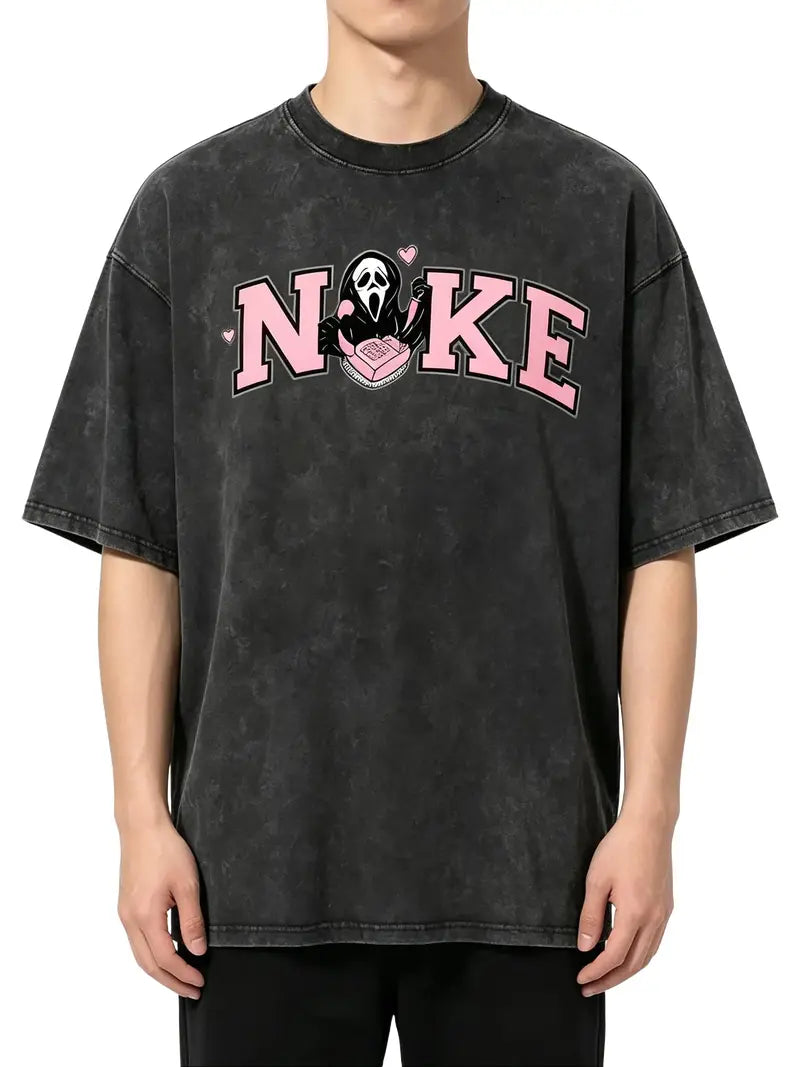 No You Hang Up Horror T-Shirt/Sweatshirt/Hoodie – Vintage Washed Pink Ghost Graphic Front & Back Tee
