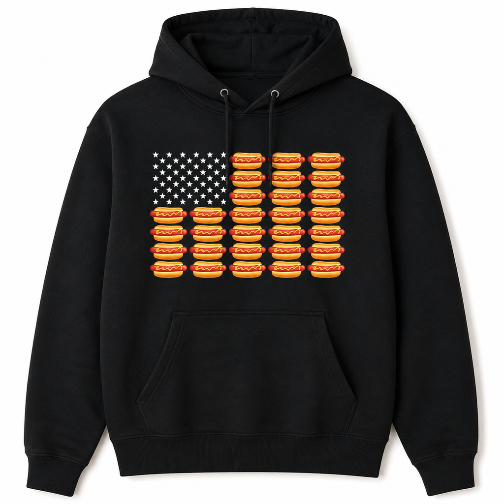 Funny Hot Dog American Flag July 4th Summer BBQ T-Shirt/Sweatshirt/Hoodie
