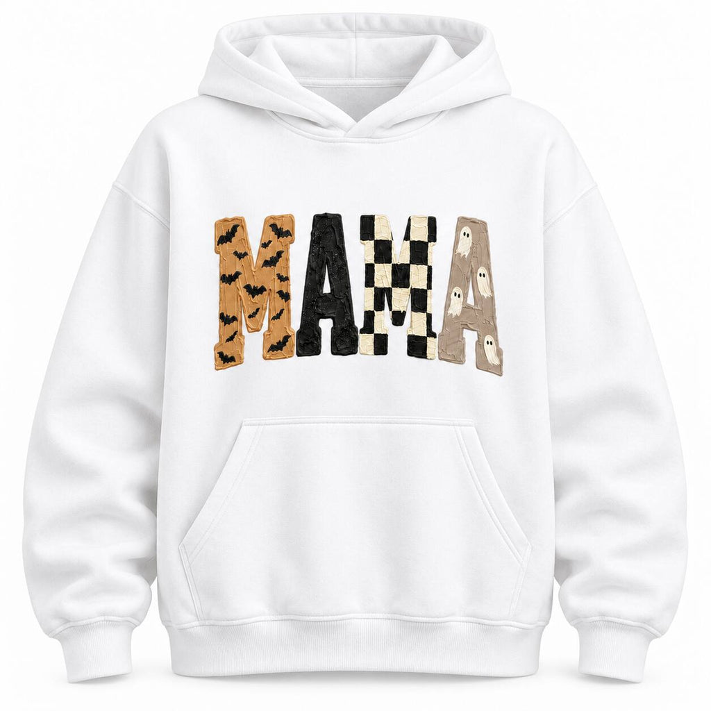 Halloween Mama Spooky Graphic T-Shirt, Sweatshirt & Hoodie – Cute Ghost & Bat Mom Apparel for Spooky Season