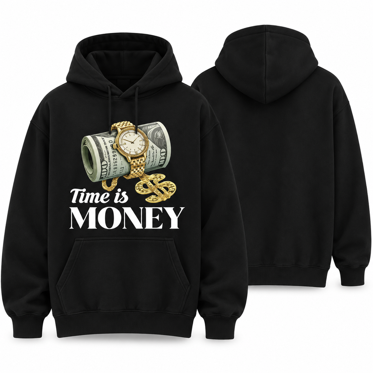 Time Is Money Graphic T-Shirt/Sweatshirt/Hoodie– Cash & Gold Watch Hip Hop Streetwear Tee