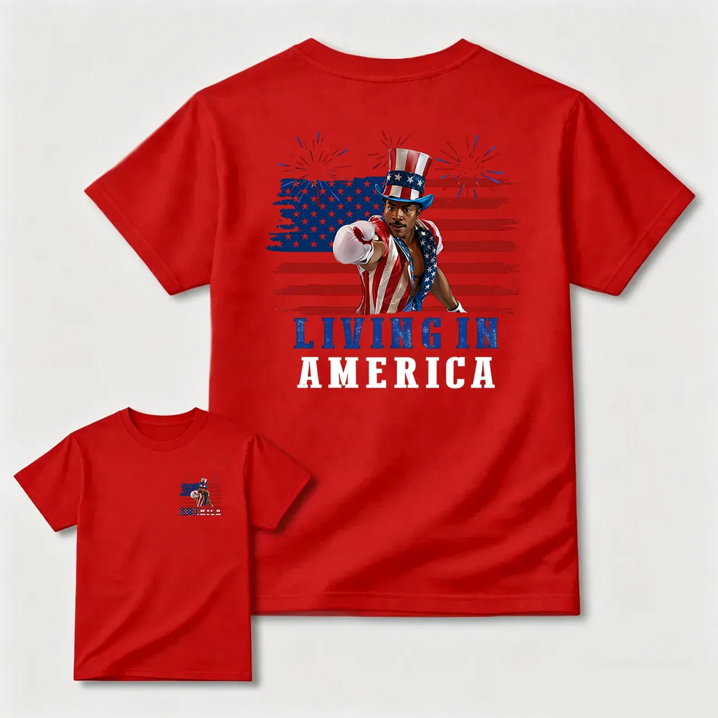 Apollo Creed Living In America July 4th Independence Day Graphic T-Shirt/Sweatshirt/Hoodie