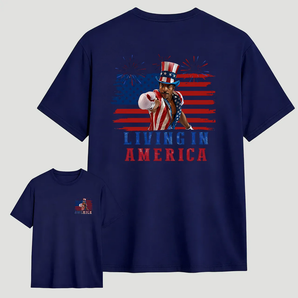 Apollo Creed Living In America July 4th Independence Day Graphic T-Shirt/Sweatshirt/Hoodie