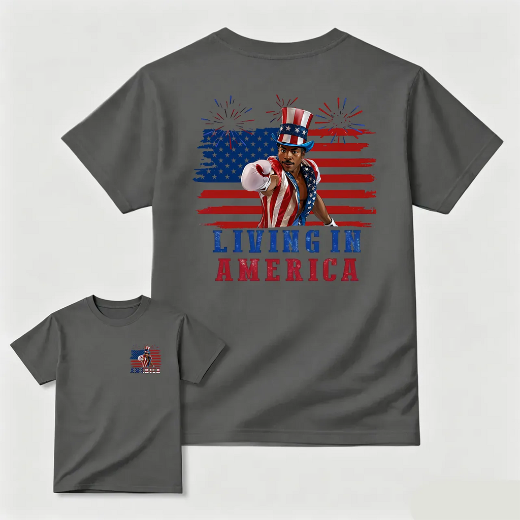 Apollo Creed Living In America July 4th Independence Day Graphic T-Shirt/Sweatshirt/Hoodie