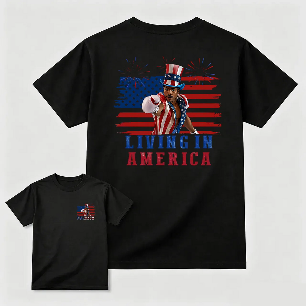 Apollo Creed Living In America July 4th Independence Day Graphic T-Shirt/Sweatshirt/Hoodie