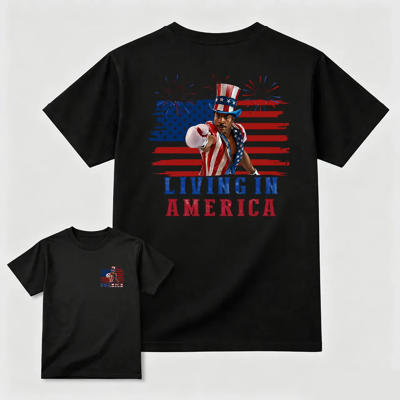Apollo Creed Living In America July 4th Independence Day Graphic T-Shirt/Sweatshirt/Hoodie