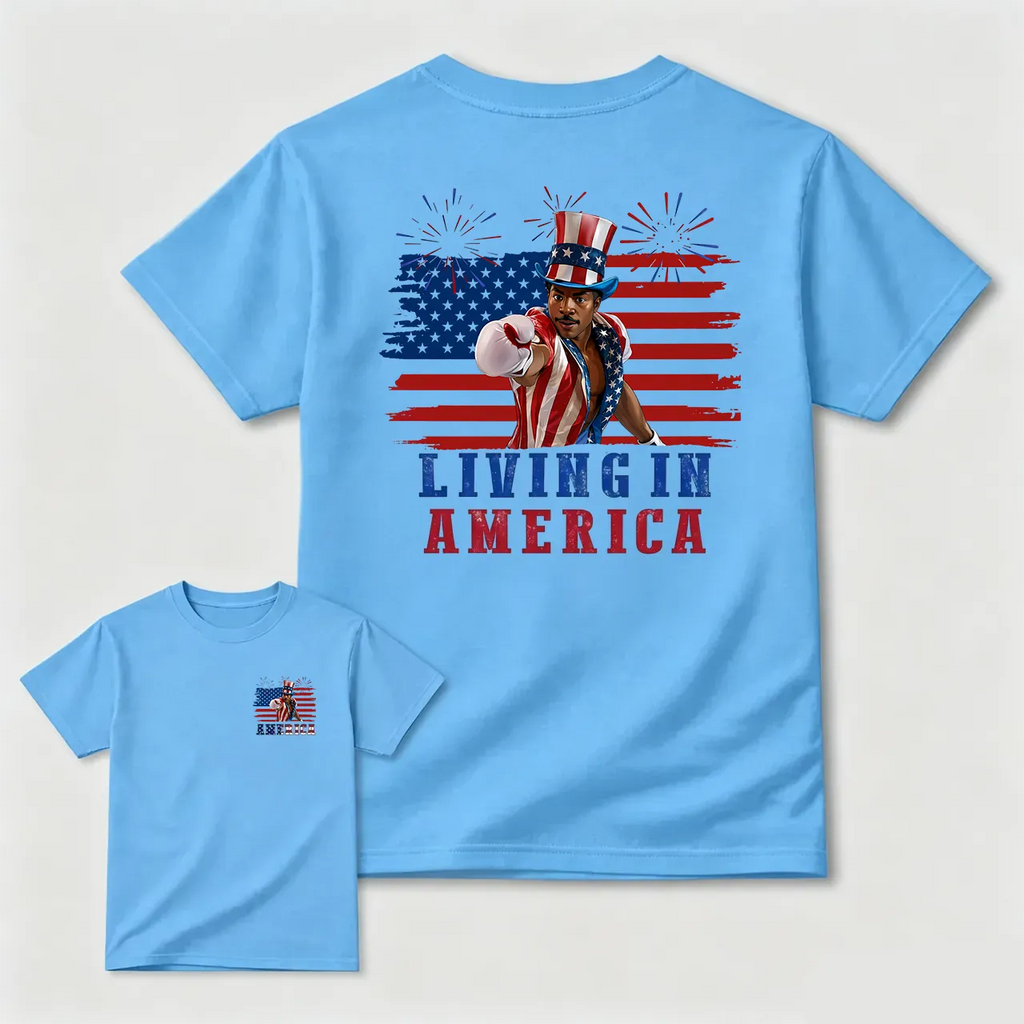 Apollo Creed Living In America July 4th Independence Day Graphic T-Shirt/Sweatshirt/Hoodie