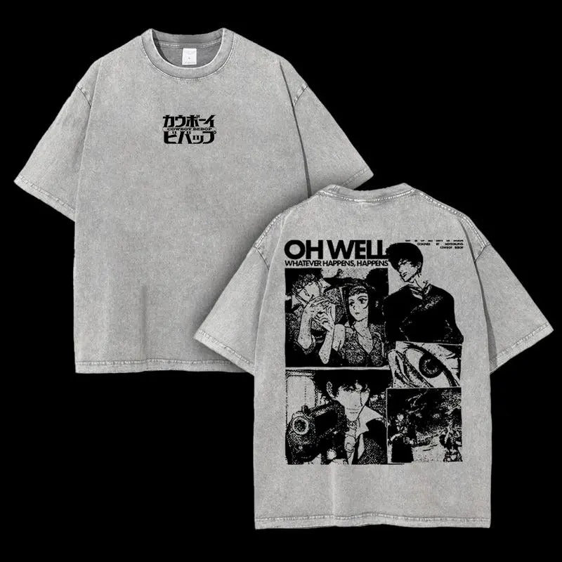 Cowboy Bebop Vintage Washed T-Shirt/Sweatshirt/Hoodie – Retro Anime Manga Graphic Tee
