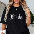 Bruja Graphic T-Shirt, Sweatshirt & Hoodie – Gothic Witchy Letter Print, Latina Halloween Spooky Season Apparel