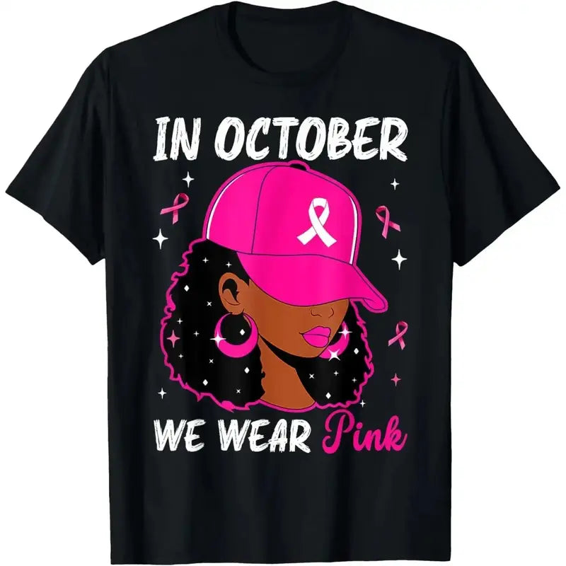In October We Wear Pink Breast Cancer Awareness T-Shirt, Sweatshirt & Hoodie – Pink Ribbon Women Graphic Apparel