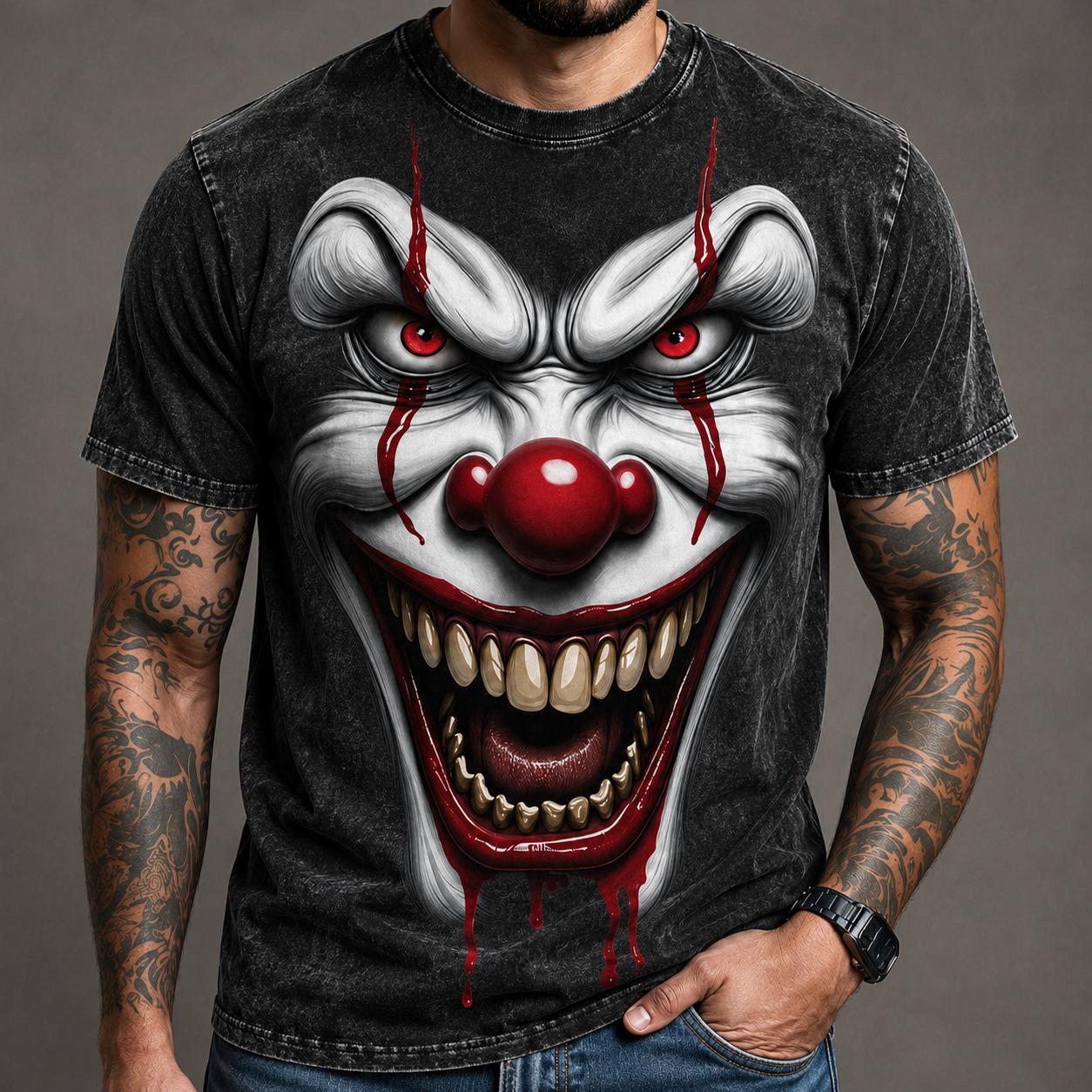 Horror Clown Graphic T-Shirt/Sweatshirt/Hoodie - Stylish Halloween Grimace Tee
