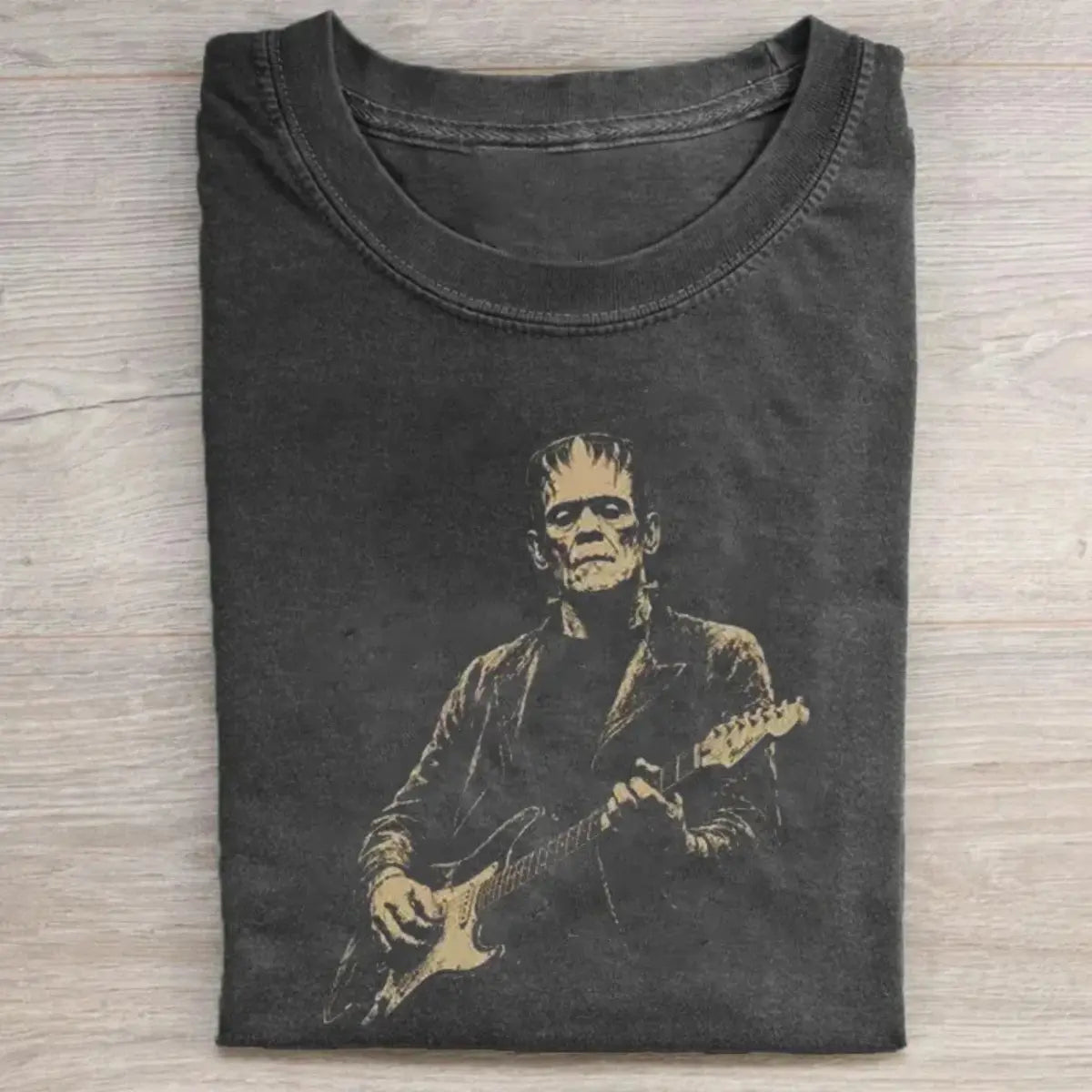 Retro Horror Monster Guitar Graphic T-Shirt, Sweatshirt & Hoodie – Vintage Gothic Halloween Rock Music Design