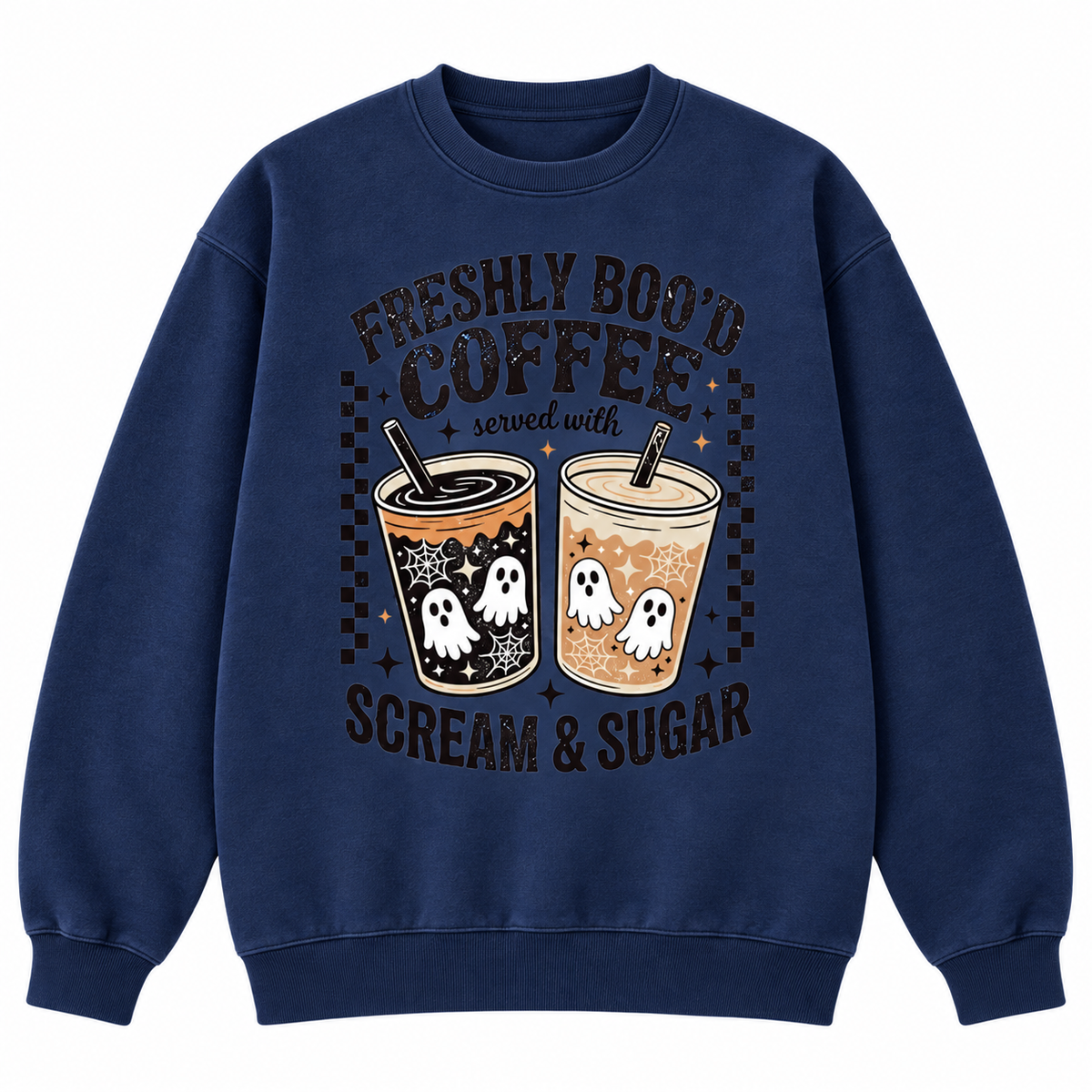 Freshly Boo’d Coffee Halloween T-Shirt/Sweatshirt/Hoodie – Ghost Coffee Scream & Sugar Graphic Tee