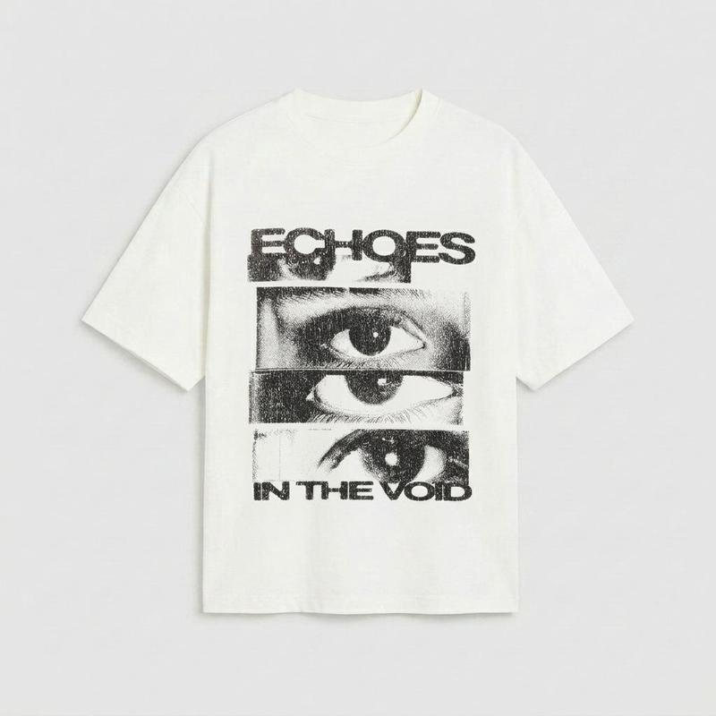 Echoes In The Void Graphic T-Shirt – Vintage Glitch Eye Print Oversized Streetwear Tee/Sweatshirt/Hoodie