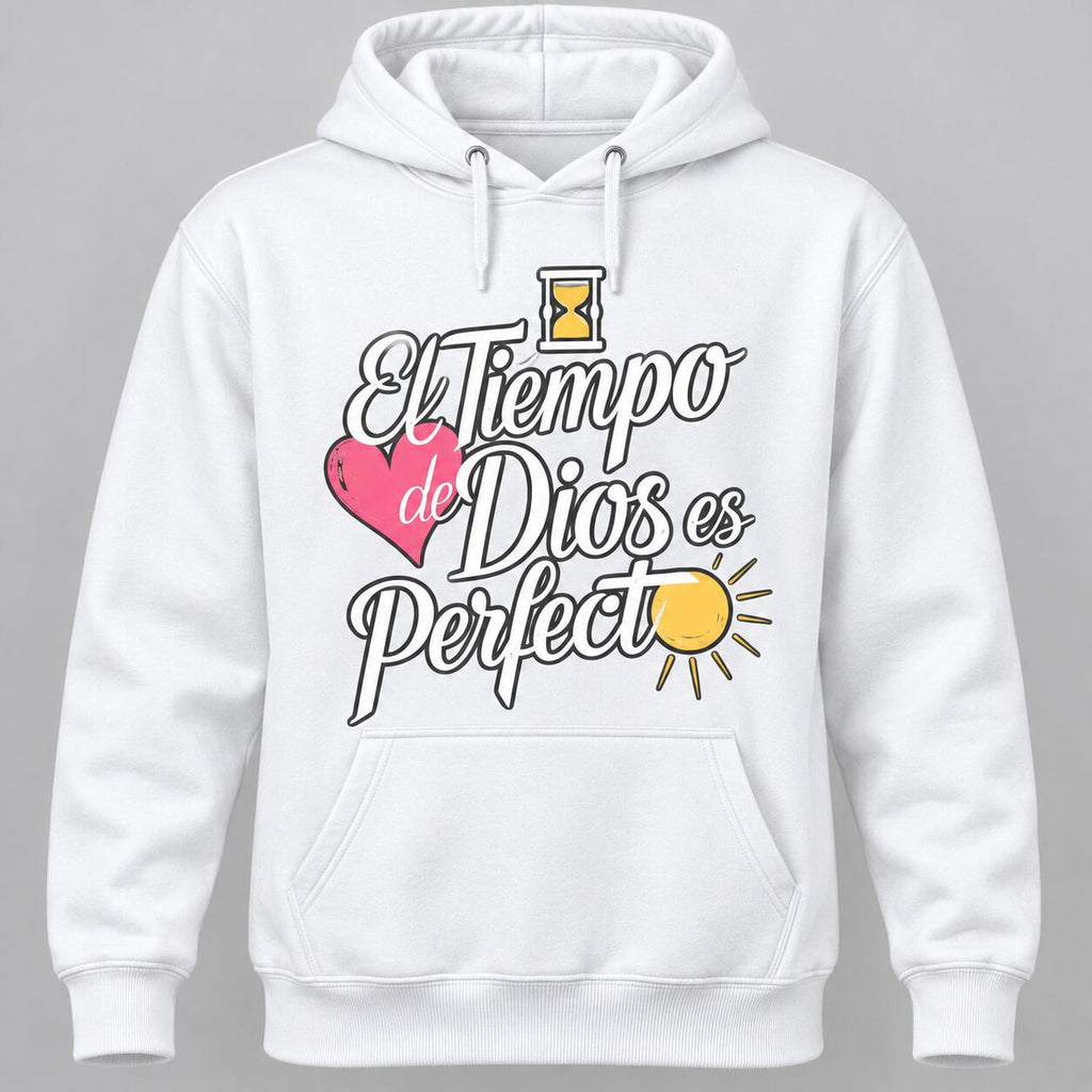 El Tiempo de Dios es Perfecto Faith Graphic T-Shirt, Sweatshirt & Hoodie – Spanish Christian Inspirational Apparel