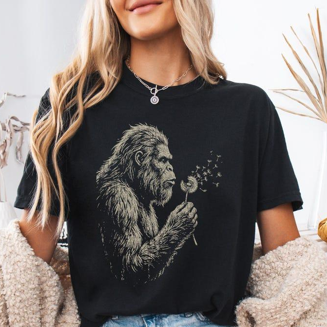 Vintage Sasquatch Nature Tee | Bigfoot Blowing Dandelion Graphic Shirt/Sweatshirt/Hoodie