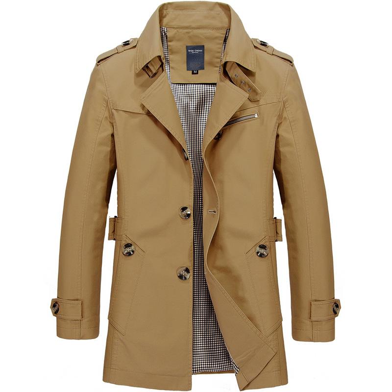 Men's Slim Fit Trench Coat with Lapel Collar, Shoulder Epaulettes & Buckle Cuffs – Smart Casual Outerwear for Work & Everyday Wear