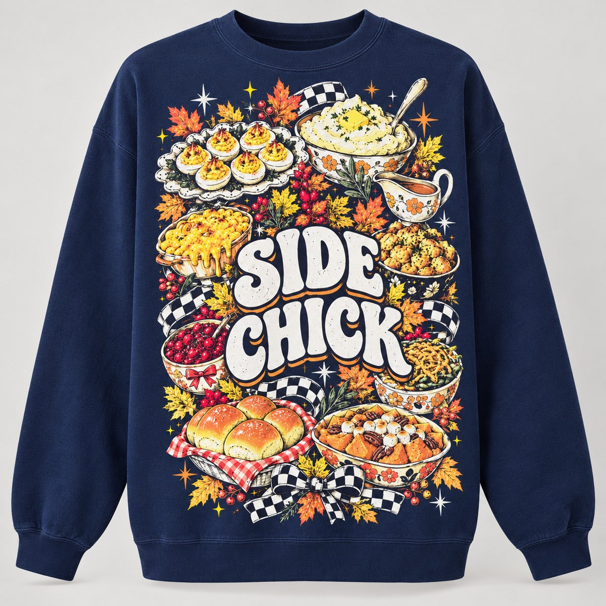 Side Chick Funny Thanksgiving T-Shirt, Sweatshirt & Hoodie – Retro Side Dish Graphic for Friendsgiving