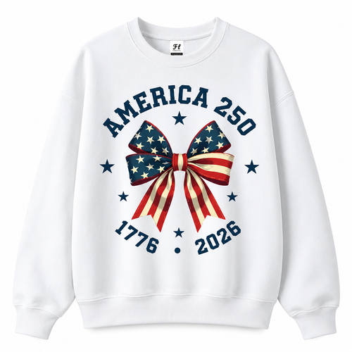 America 250 Bow T-Shirt/Sweatshirt/Hoodie 🇺🇸 – Patriotic Coquette Graphic Tee
