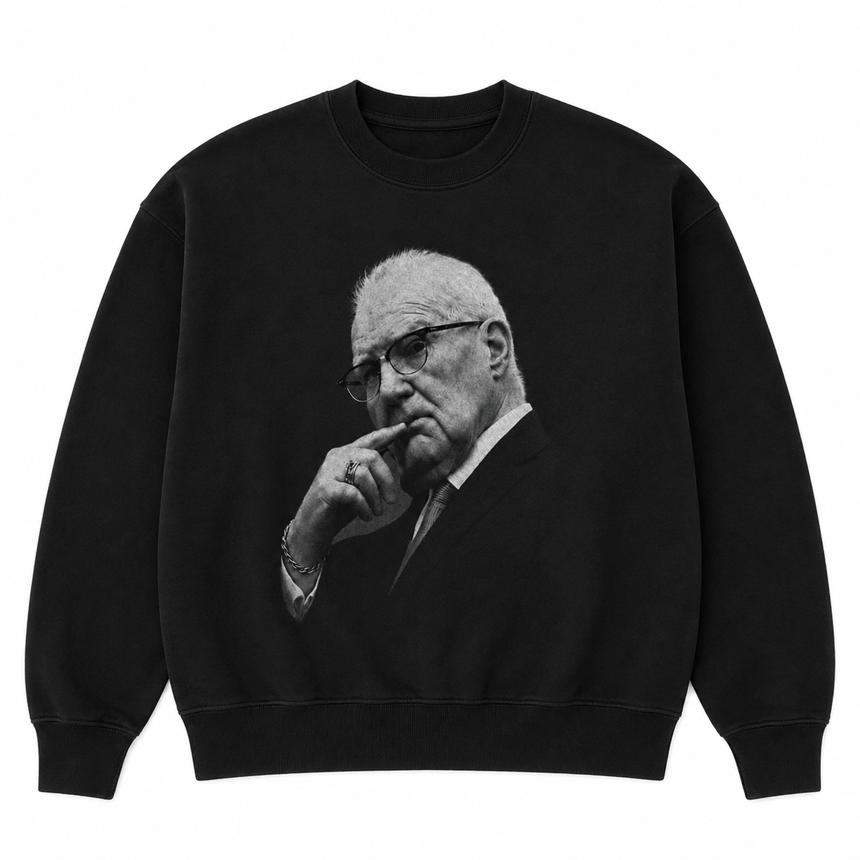 Vintage Monochrome Portrait T-Shirt/Sweatshirt/Hoodie – Washed Black Photo Graphic Tee, Retro Unisex Streetwear