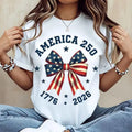 America 250 Bow T-Shirt/Sweatshirt/Hoodie 🇺🇸 – Patriotic Coquette Graphic Tee