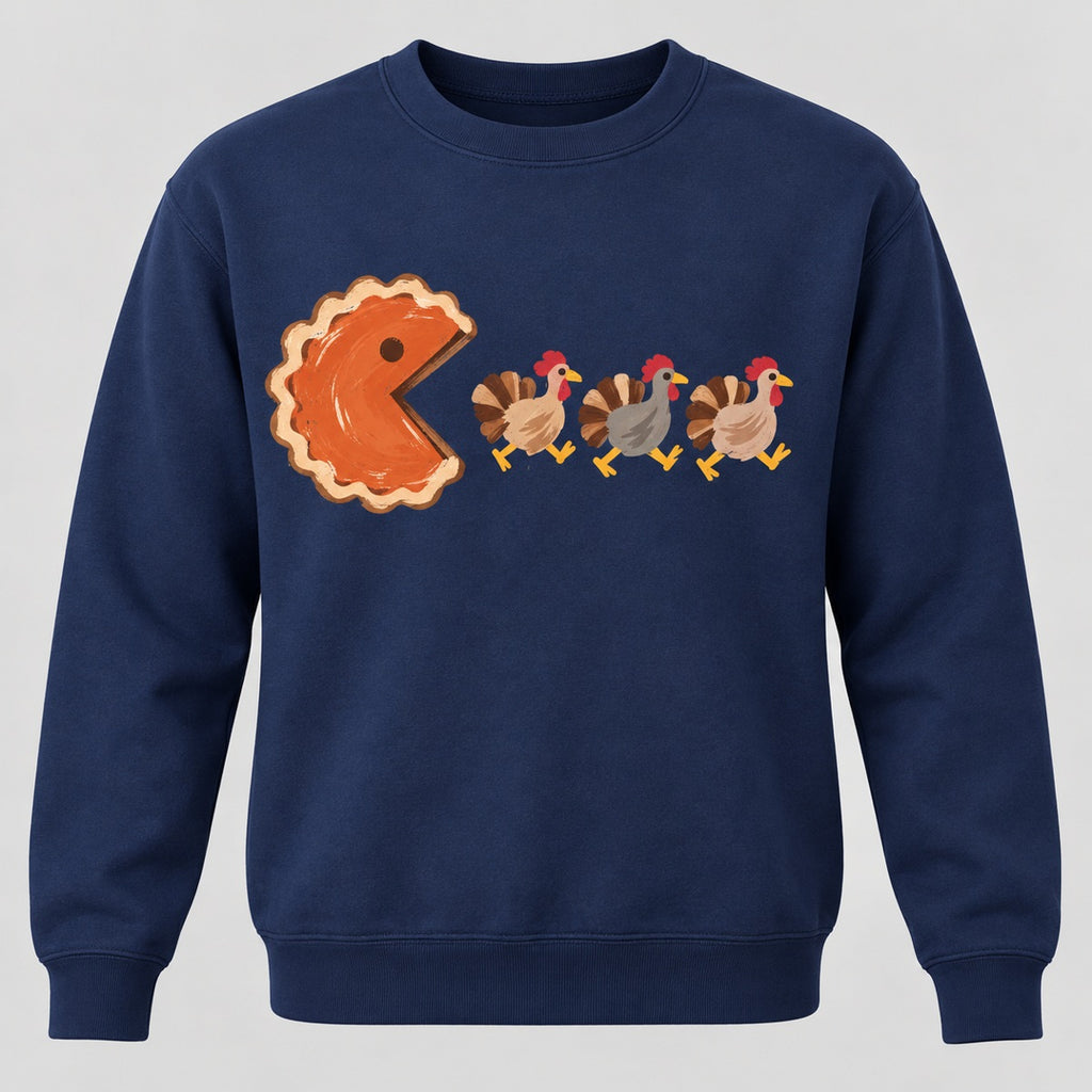 Funny Thanksgiving Pumpkin Pie & Turkey Graphic T-Shirt, Sweatshirt & Hoodie