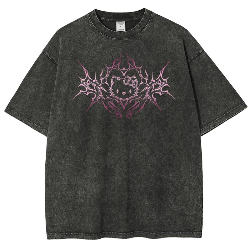 Dark Y2K Cat T-Shirt/Sweatshirt/Hoodie – Cute Gothic Streetwear Tee For Women