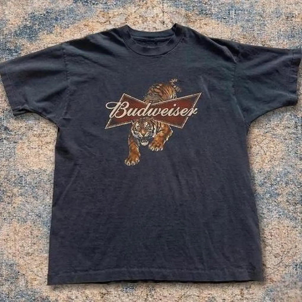 Budweiser Tiger Graphic T-Shirt, Sweatshirt & Hoodie – Vintage Beer Logo Print, Retro Wild Tiger Graphic, Y2K Casual Streetwear