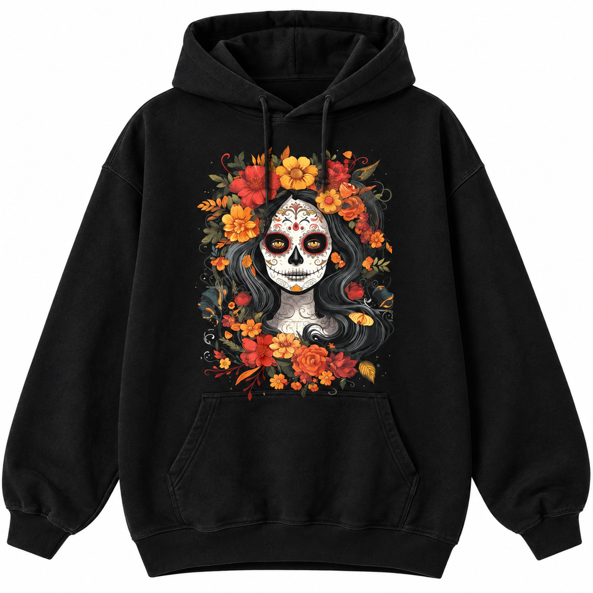 La Catrina Sugar Skull T-Shirt/Sweatshirt/Hoodie – Día de los Muertos Floral Graphic Tee