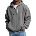 Men’s Waffle Knit Half-Zip Hoodie – Casual Textured Pullover with Kangaroo Pocket & Drawstring