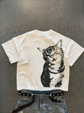 Retro Cute Cat Graphic T-Shirt, Sweatshirt & Hoodie – Funny Pet Lover Vintage Streetwear Apparel