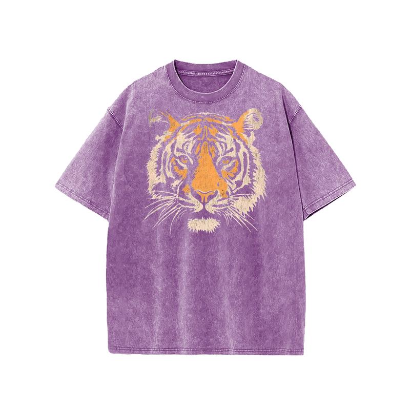 Vintage Tiger Graphic Hoodie/T-Shirt, Retro Wildlife Pullover Sweatshirt for Men & Women