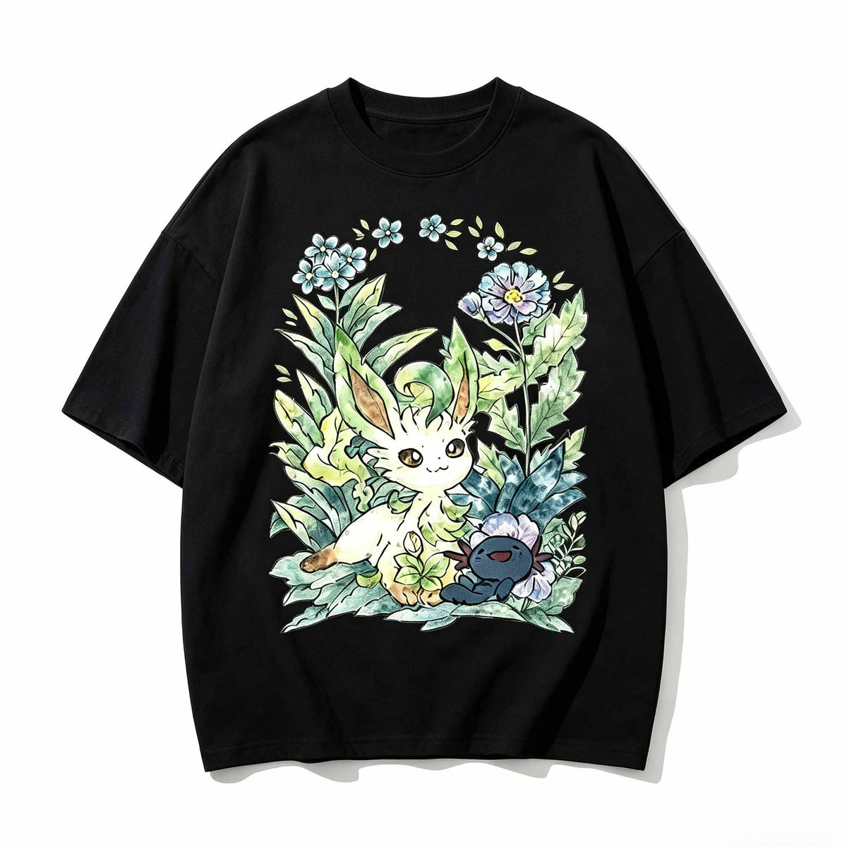 Leafeon Floral Garden T-Shirt, Sweatshirt & Hoodie – Cute Botanical Anime Graphic, Nature Lover & Pokémon Fan Gift