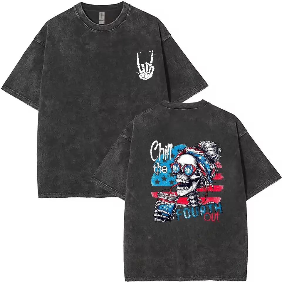 Chill The Fourth Out Patriotic Skull Tee/Sweatshirt/Hoodie