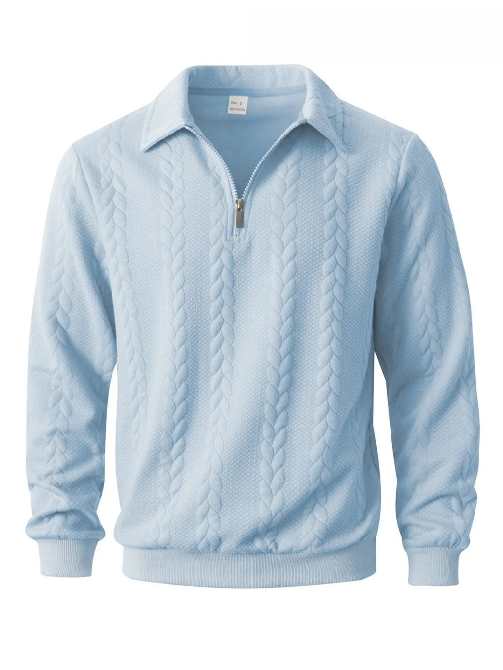 Men's Cable Knit Quarter-Zip Polo Sweater – Old Money Long Sleeve Textured Knit Pullover