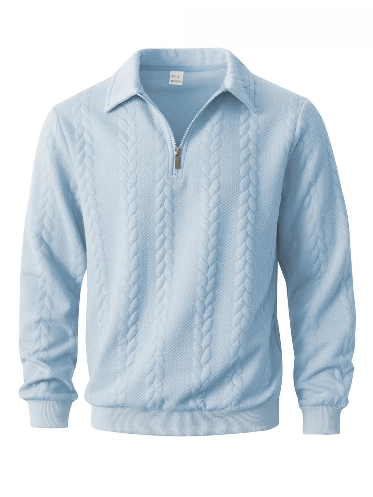 Men's Cable Knit Quarter-Zip Polo Sweater – Old Money Long Sleeve Textured Knit Pullover