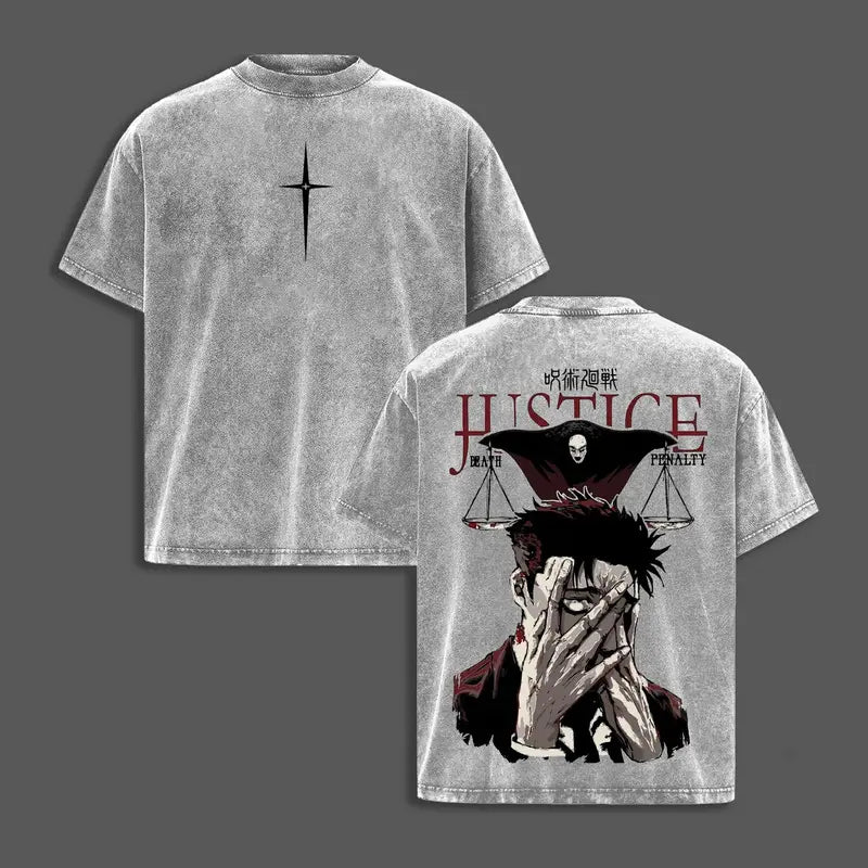 Hiromi Higuruma Justice Washed T-Shirt/Sweatshirt/Hoodie – Jujutsu Kaisen Vintage Anime Streetwear Tee