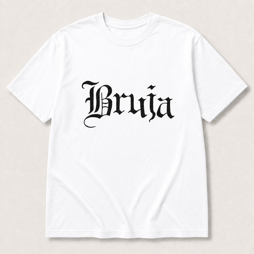 Bruja Graphic T-Shirt, Sweatshirt & Hoodie – Gothic Witchy Letter Print, Latina Halloween Spooky Season Apparel