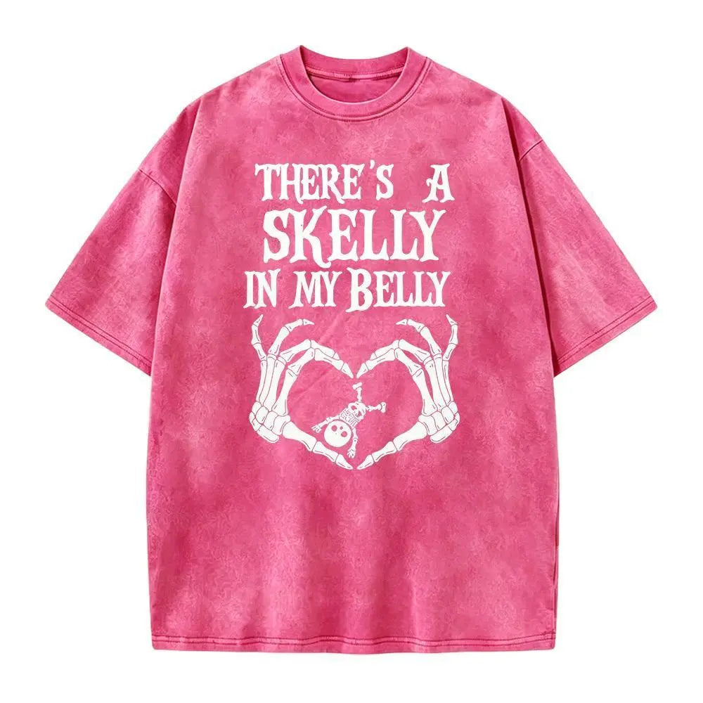 There’s a Skelly in My Belly Halloween Pregnancy T-Shirt, Sweatshirt & Hoodie – Spooky Mama Skeleton Graphic Apparel