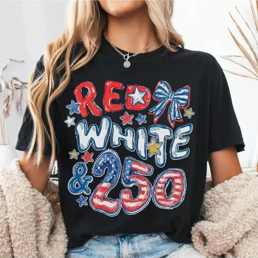 Red, White & 250 Patriotic Graphic Tee/Sweatshirt/Hoodie