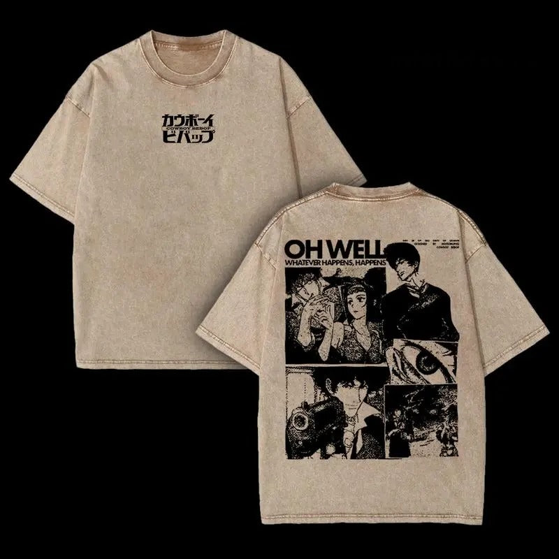 Cowboy Bebop Vintage Washed T-Shirt/Sweatshirt/Hoodie – Retro Anime Manga Graphic Tee