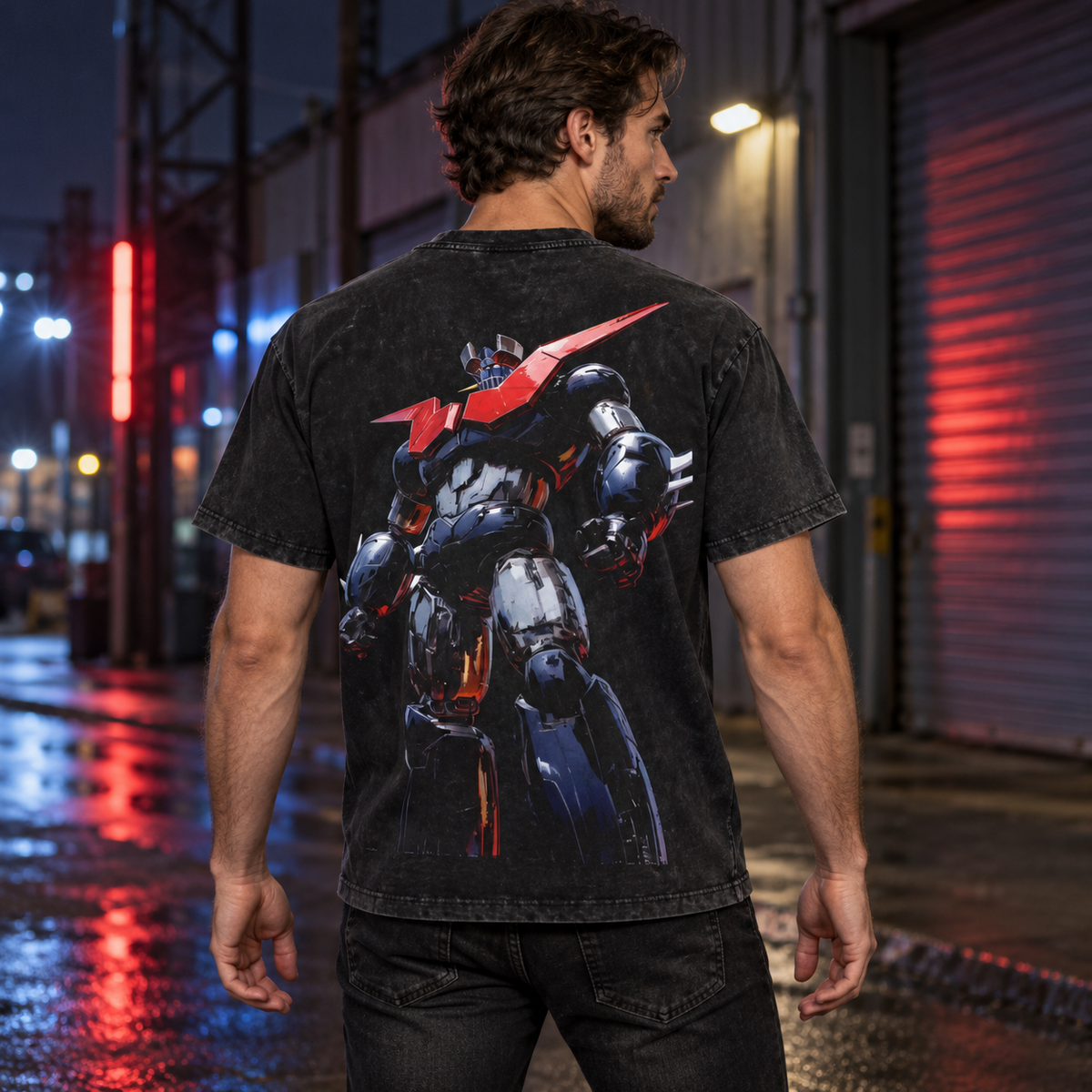 Mazinger Z Mecha Graphic T-Shirt/Sweatshirt/Hoodie – Vintage Washed Oversized Robot Anime Tee