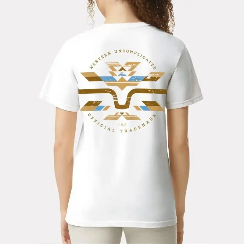 Kimes Ranch Horn Logo Graphic T-Shirt, Sweatshirt & Hoodie – Western Aztec-Inspired Back Print, Cowboy Ranch Style Apparel