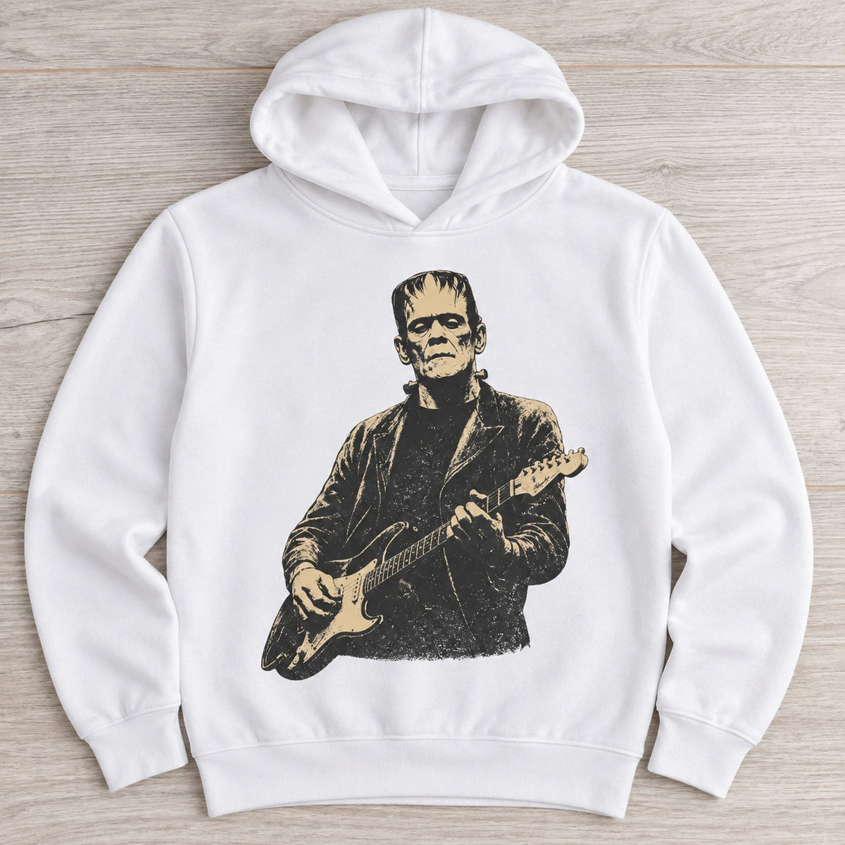 Retro Horror Monster Guitar Graphic T-Shirt, Sweatshirt & Hoodie – Vintage Gothic Halloween Rock Music Design