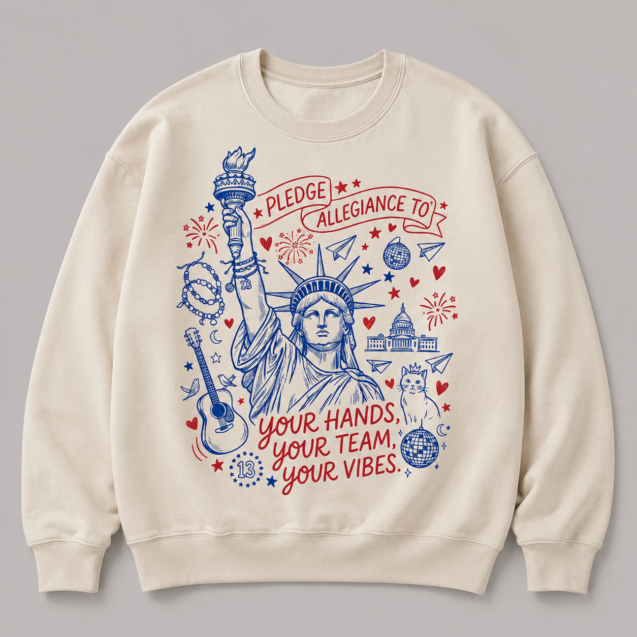 Pledge Allegiance To Your Hands Your Team Your Vibes Shirt/Sweatshirt/Hoodie - Americana Vibes Graphic