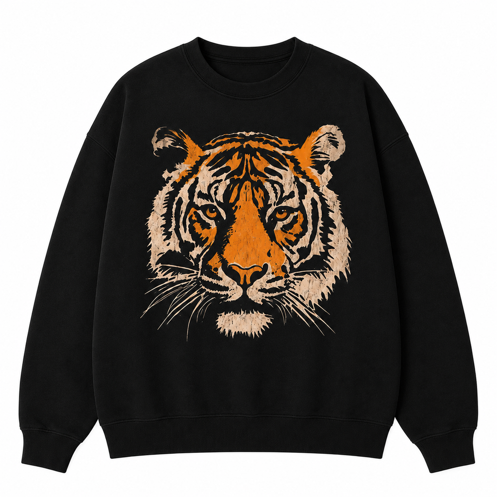 Vintage Tiger Graphic Hoodie/T-Shirt, Retro Wildlife Pullover Sweatshirt for Men & Women