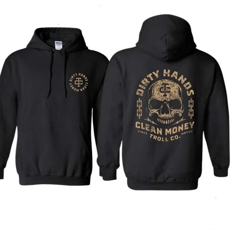 Dirty Hands Clean Money Skull Hoodie/Sweatshirt/T-shirt – Blue Collar Workwear Graphic Pullover
