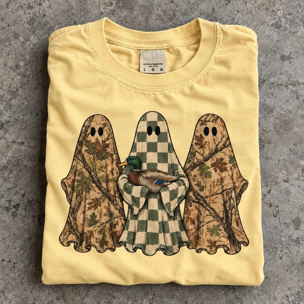Hunting Season Ghost Shirt/Sweatshirt/Hoodie – Camo Ghost & Mallard Duck Halloween Graphic Tee