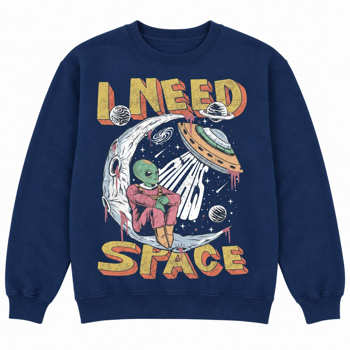 I Need Space Alien Graphic T-Shirt, Sweatshirt & Hoodie – Funny UFO Retro Sci-Fi Space Design