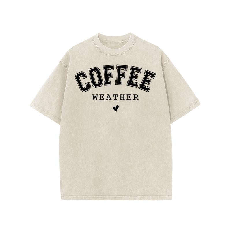 Coffee Weather Vintage T-Shirt – Women's Acid Washed Oversized Graphic Tee