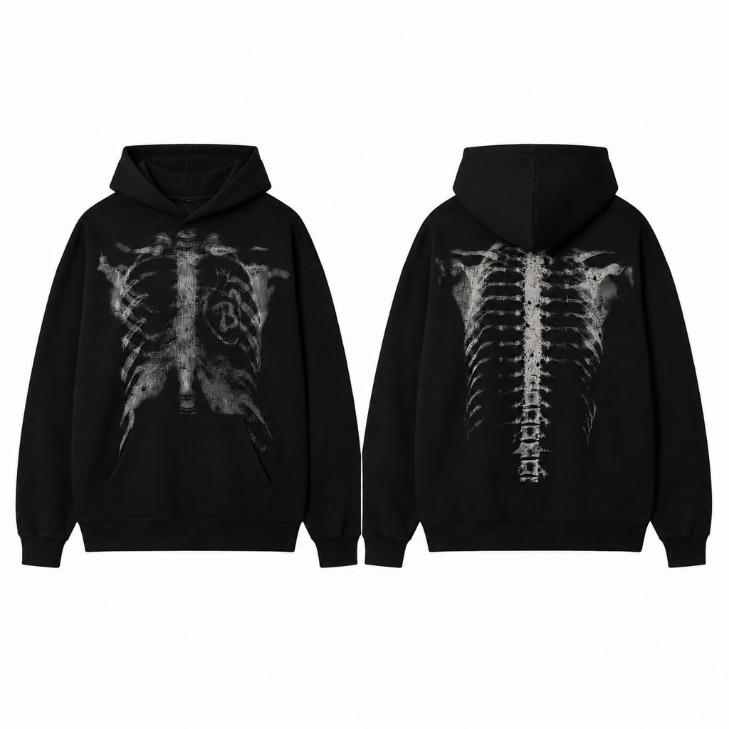 Gothic X-Ray Skeleton Long Sleeve Shirt/Hoodie/T-Shirt | Y2K Dark Streetwear